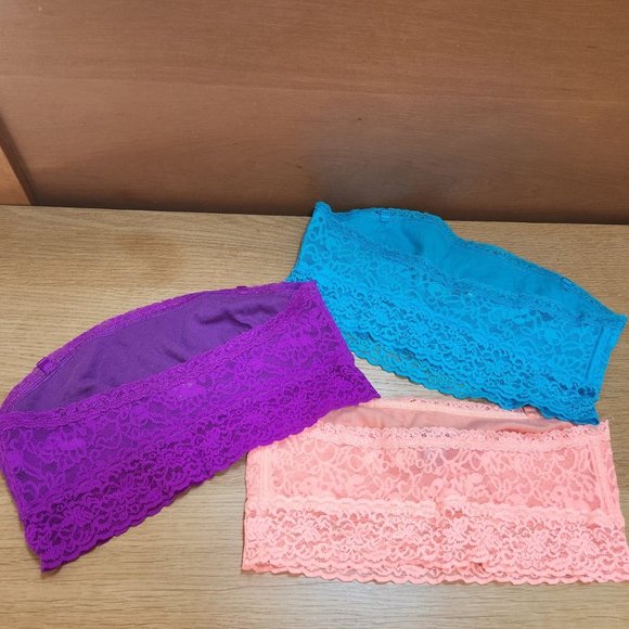 VICTORIA'S SECRET strapless lace bandeau bralette bundle of 3 ~NWOT! - Picture 2 of 6